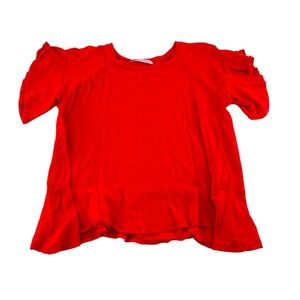 Chris & Carol Women's Red Ruffle Hem Top Soft & Stylish Blend Size Small